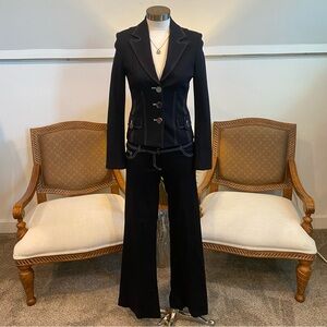 Cache Black Pantsuit with Contrast Stitching